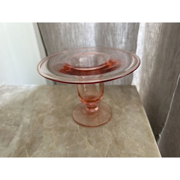 Vintage Pink Depression Glass Compote Dish Pedestal Stand - Picture 7 of 16